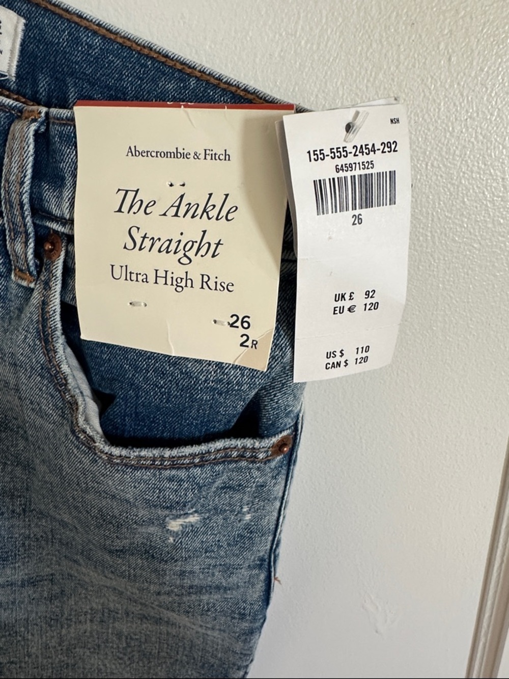 Abercrombie & Fitch The Ankle Straight Ultra High Rise Patchwork Jeans - Picture 2 of 4